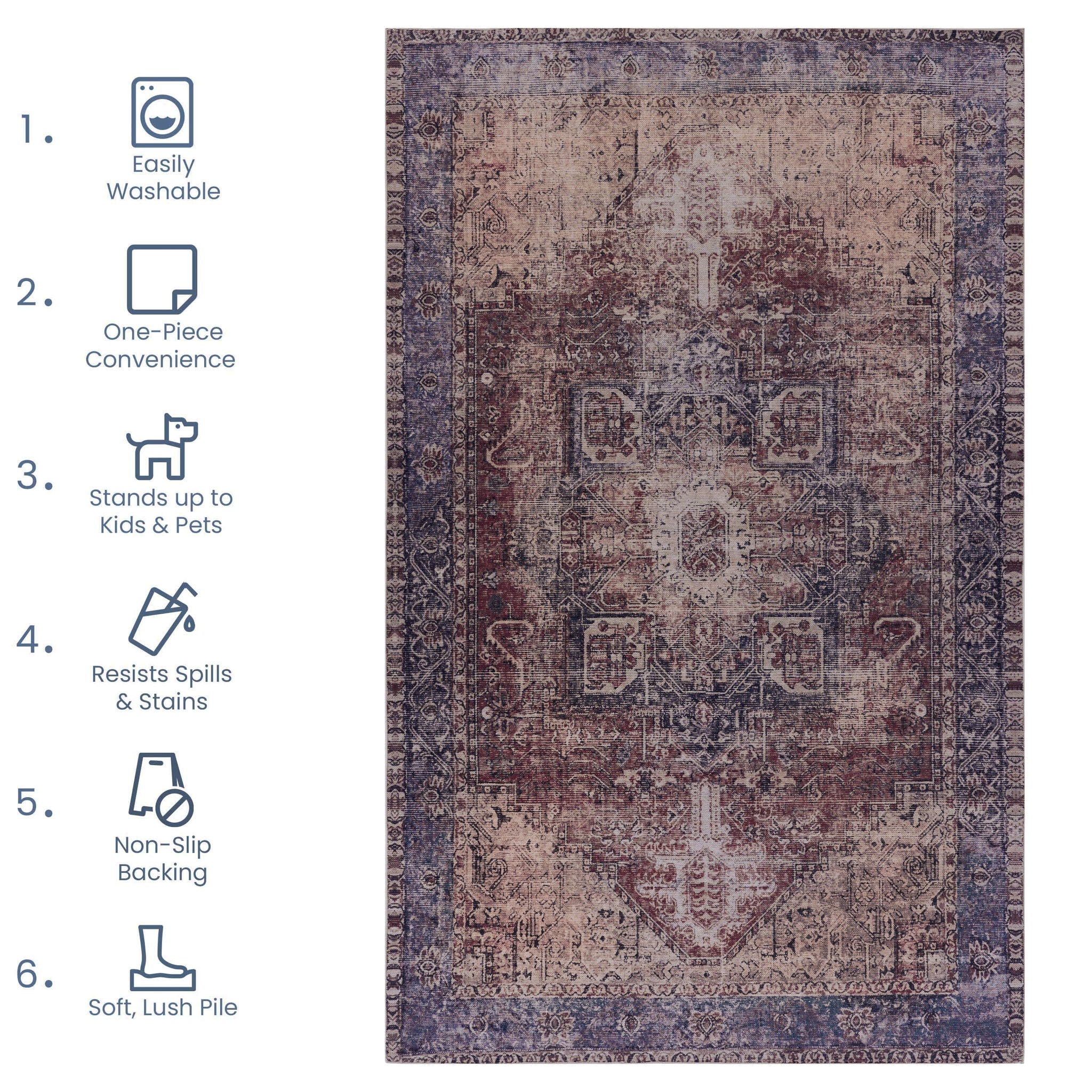 Maval - Unique Washable Area Rug