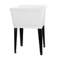 Tehila Standard Freestanding White Utility Sink with Black Legs, Water Supply Lines Included