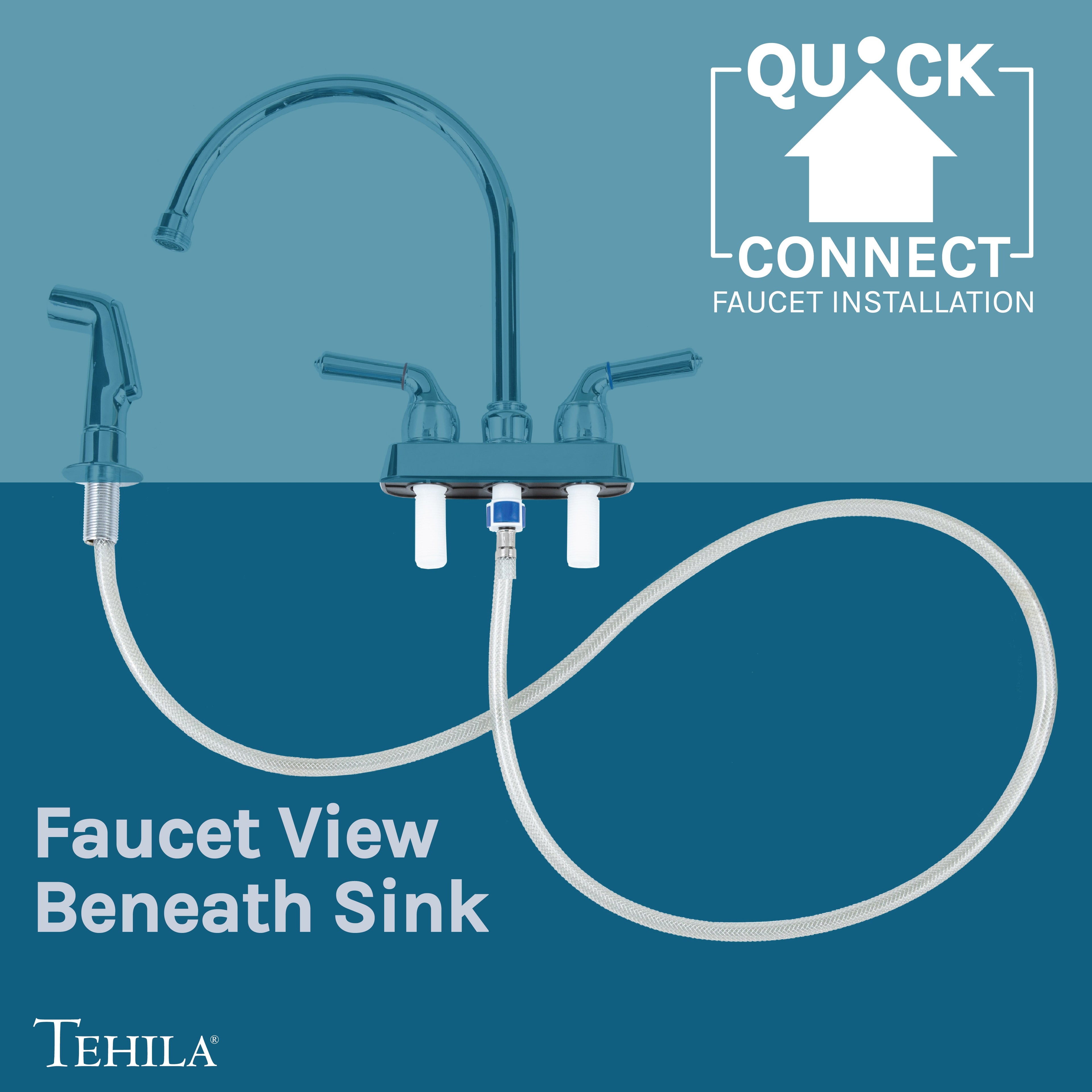 Tehila Space Saver Freestanding Black Utility Sink with Chrome Finish Gooseneck Faucet and Side Sprayer