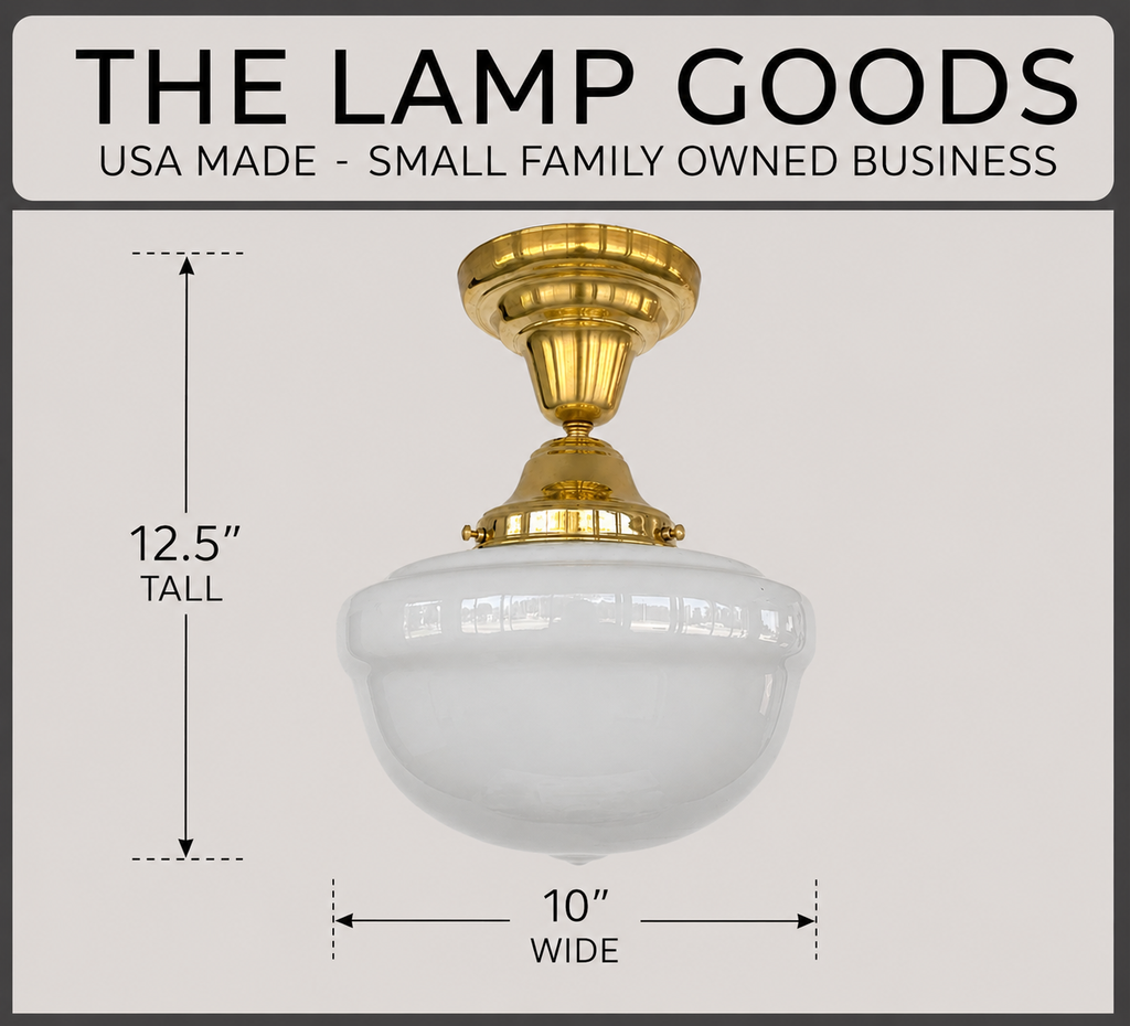 Brass Acorn Schoolhouse Ceiling Light