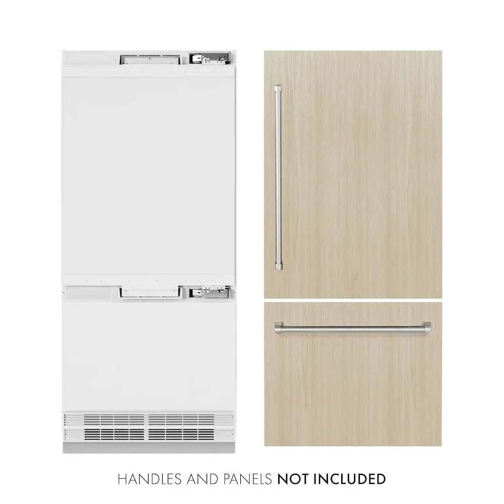 ZLINE 36" Panel Ready Built-In Bottom Freezer Refrigerator,Water Dispenser, Ice Maker, RBIT-36