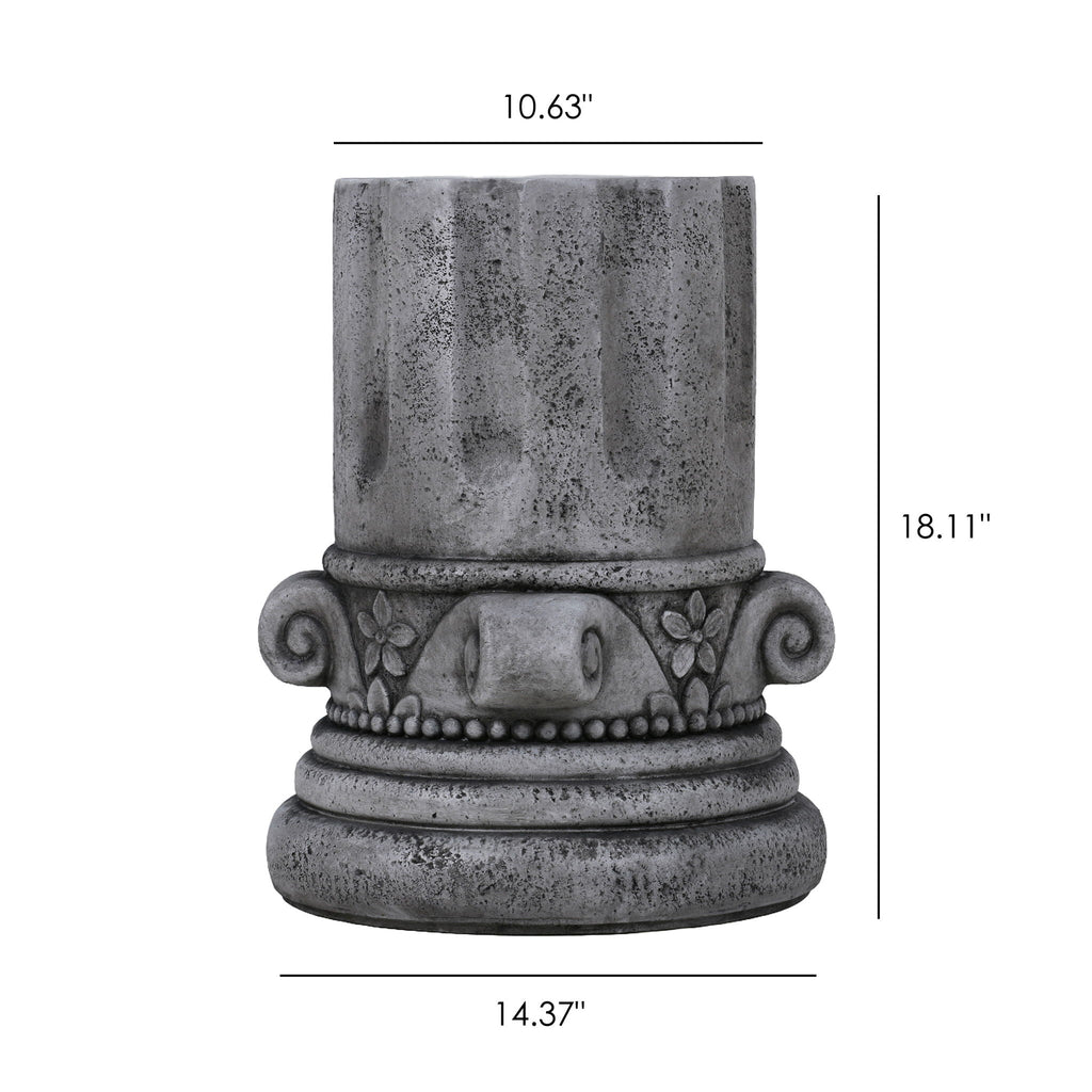 Outdoor End Table, Round Side Table For Patio And Garden - Antique Gray