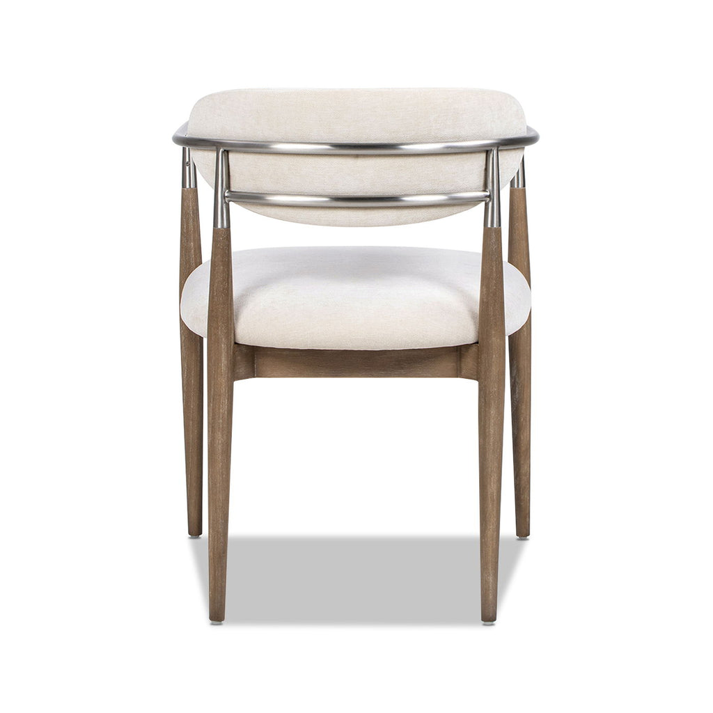 Artemis - Mixed Material Upholstered Dining Arm Chair - Warm White
