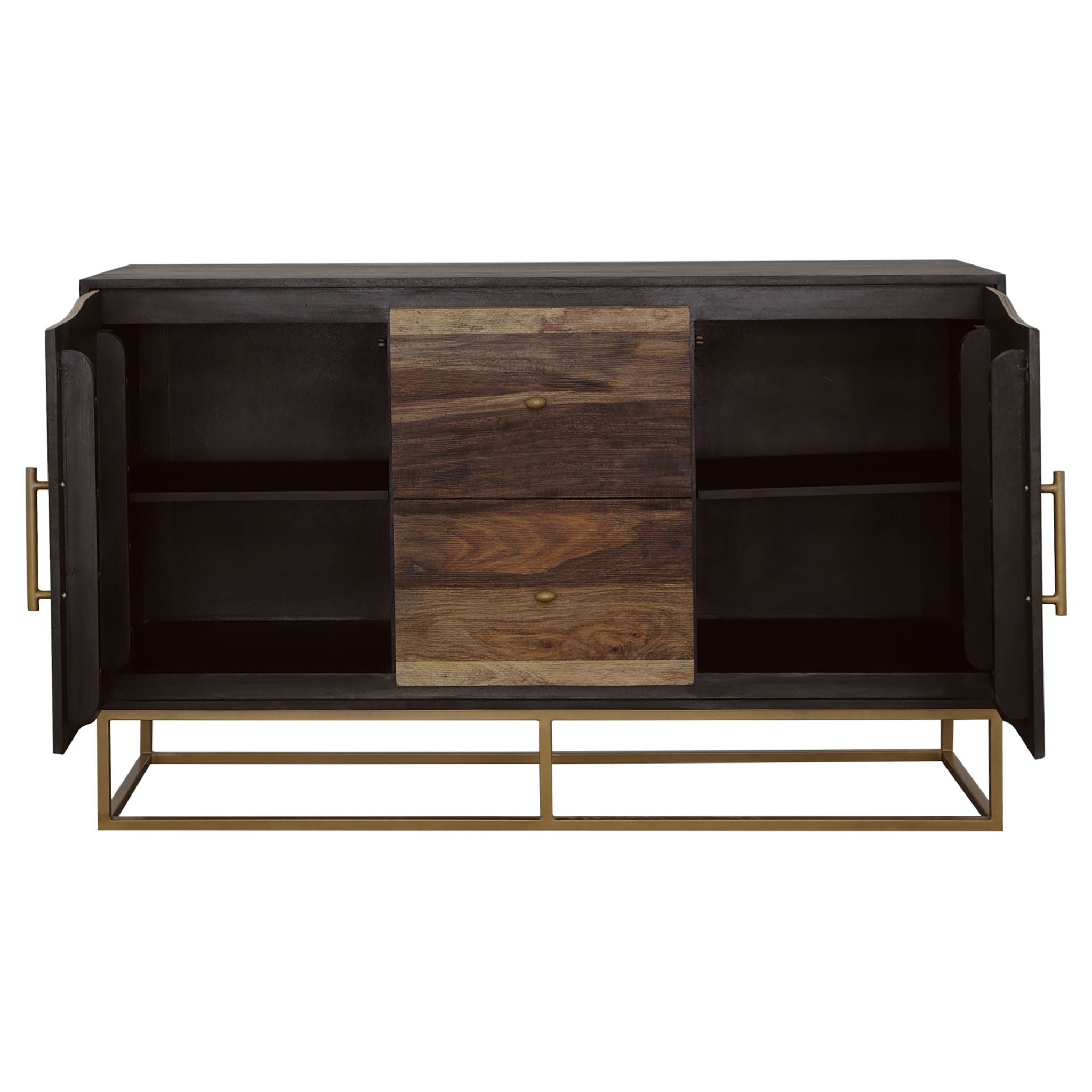 Zara 2-door 57-inch Wood Accent Storage Cabinet Black Walnut