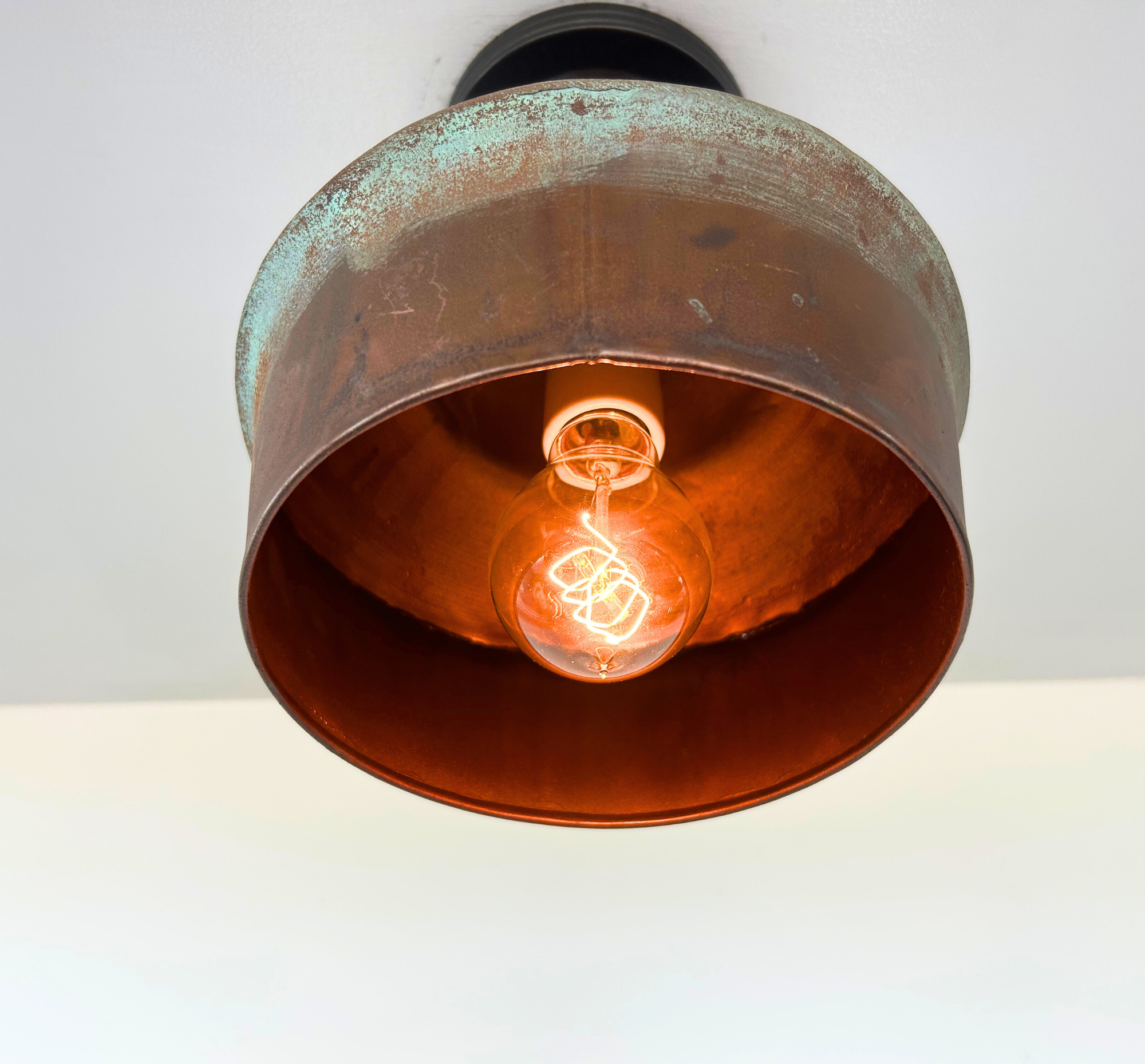 Modern Handcrafted Copper Ceiling Light with Chain | 8.5"