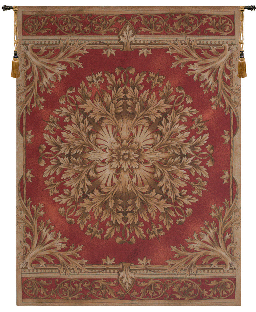 Les Rosaces in Red French Tapestry