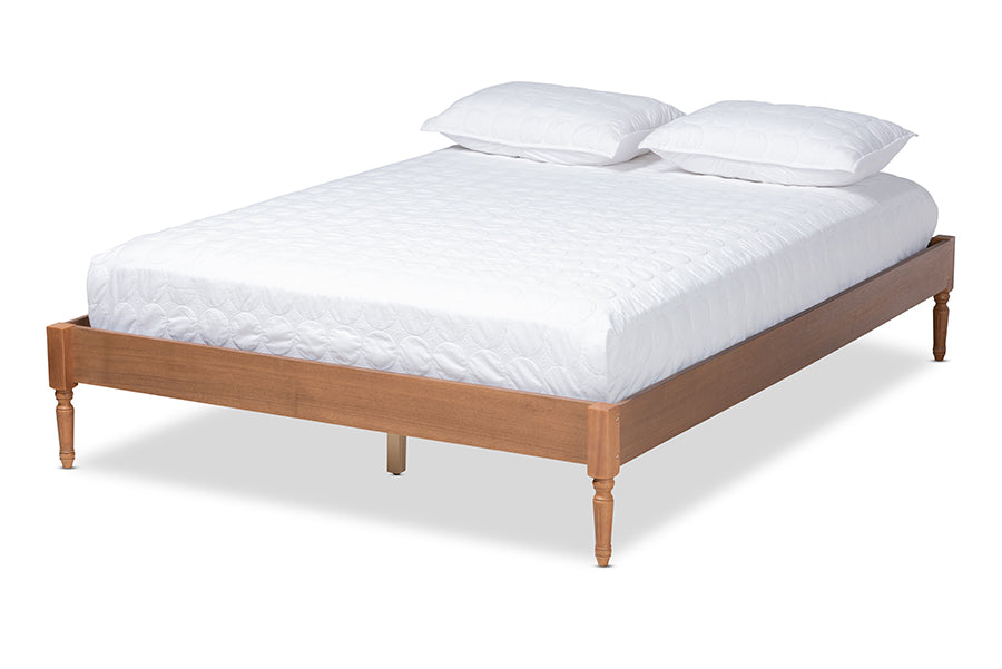 Baxton Studio Colette French Bohemian Ash Walnut Finished Wood King Size Platform Bed Frame