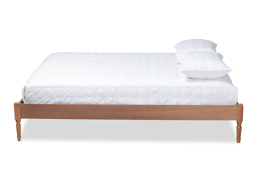 Baxton Studio Colette French Bohemian Ash Walnut Finished Wood King Size Platform Bed Frame