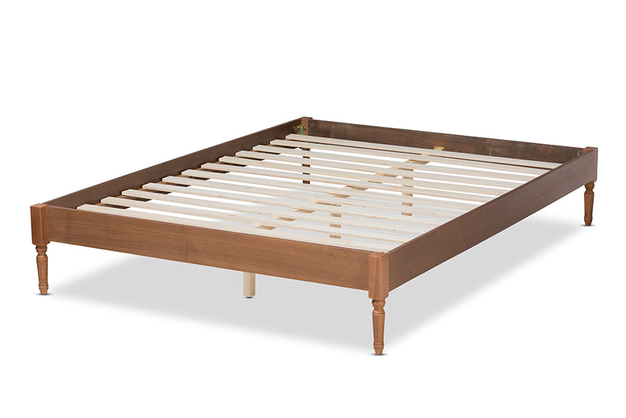 Baxton Studio Colette French Bohemian Ash Walnut Finished Wood King Size Platform Bed Frame