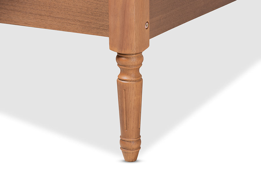 Baxton Studio Colette French Bohemian Ash Walnut Finished Wood Full Size Platform Bed Frame