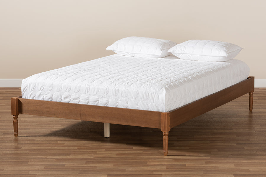 Baxton Studio Colette French Bohemian Ash Walnut Finished Wood King Size Platform Bed Frame