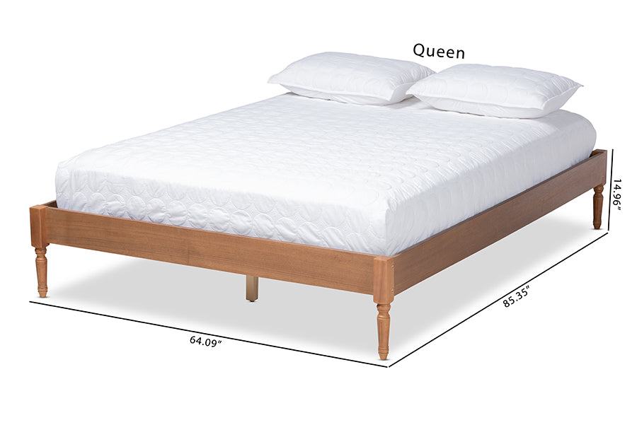 Baxton Studio Colette French Bohemian Ash Walnut Finished Wood King Size Platform Bed Frame