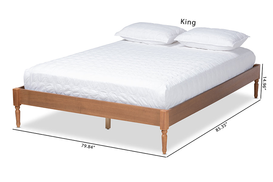 Baxton Studio Colette French Bohemian Ash Walnut Finished Wood Full Size Platform Bed Frame