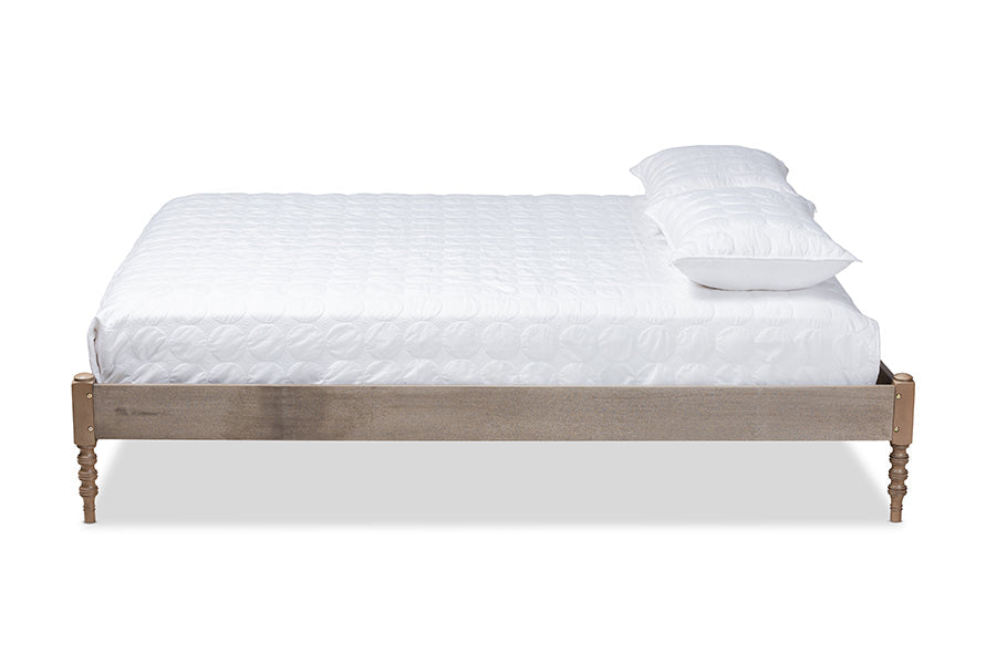 Baxton Studio Cielle French Bohemian Weathered Grey Oak Finished Wood Full Size Platform Bed Frame