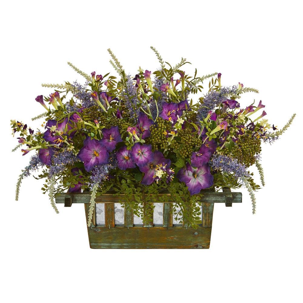 Morning Glory Artificial Arrangement in Decorative Planter