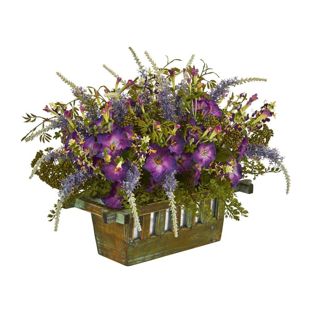 Morning Glory Artificial Arrangement in Decorative Planter