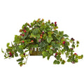 Deluxe Raspberry Artificial Plant in Decorative Planter
