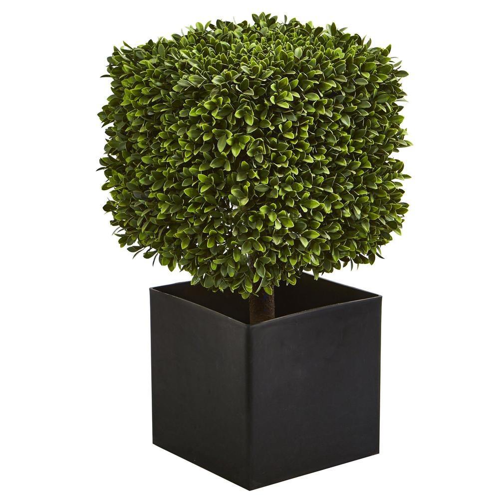 27" Boxwood Artificial Plant in Black Planter 
(indoor/Outdoor)