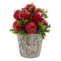 Apples and Boxwood Artificial Arrangement Weather Planter