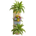 39" Mixed Floral & Fern Artificial Plant in Three-Tiered Wall Decor Planter
