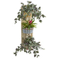 39" Bromeliad and Wandering Jew Artificial Plant in Three-Tiered Wall Decor Planter