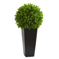 23" Eucalyptus Artificial Ball in Black Tower Planter
