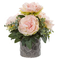 13" Peony and Eucalyptus Artificial Arrangement