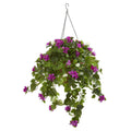 3'Mixed Stephanotis and Bougainvillea Artificial Plant in Hanging Cone
