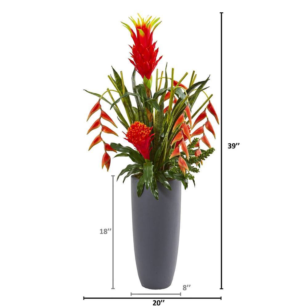 3.5'Tropical Flowers and Succulent Artificial Plant in Planter