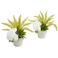 13" Phalaenopsis Orchid, Agave and Fern Artificial Arrangement (Set of 2)