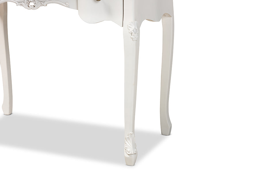 Baxton Studio Sophie Classic Traditional French Country White and Brown Finished Small 3-Drawer Wood Console Table