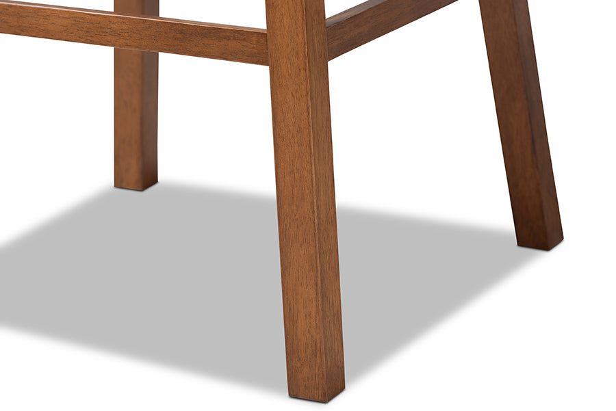 Baxton Studio Gregory Modern Transitional Grey Fabric Upholstered and Walnut Brown Finished Wood 2-Piece Swivel Bar Stool Set Set