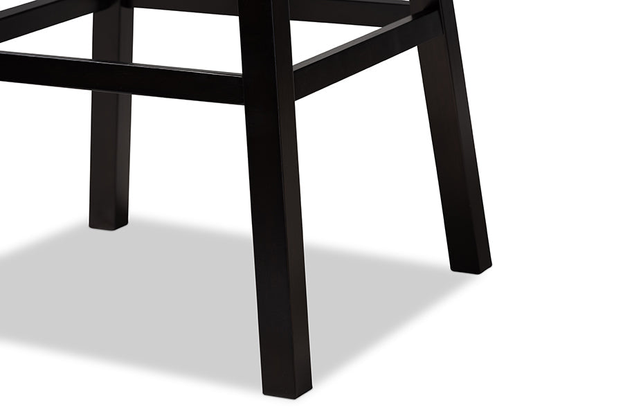 Baxton Studio Gregory Modern Transitional Light Grey Velvet Fabric Upholstered and Dark Brown Finished Wood 2-Piece Swivel Bar Stool Set Set