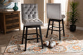 Baxton Studio Gregory Modern Transitional Light Grey Velvet Fabric Upholstered and Dark Brown Finished Wood 2-Piece Swivel Bar Stool Set Set