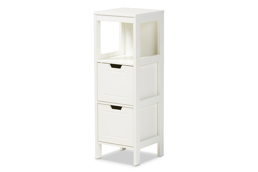 Baxton Studio Reuben Cottage and Farmhouse White Finished 2-Drawer Wood Storage Cabinet