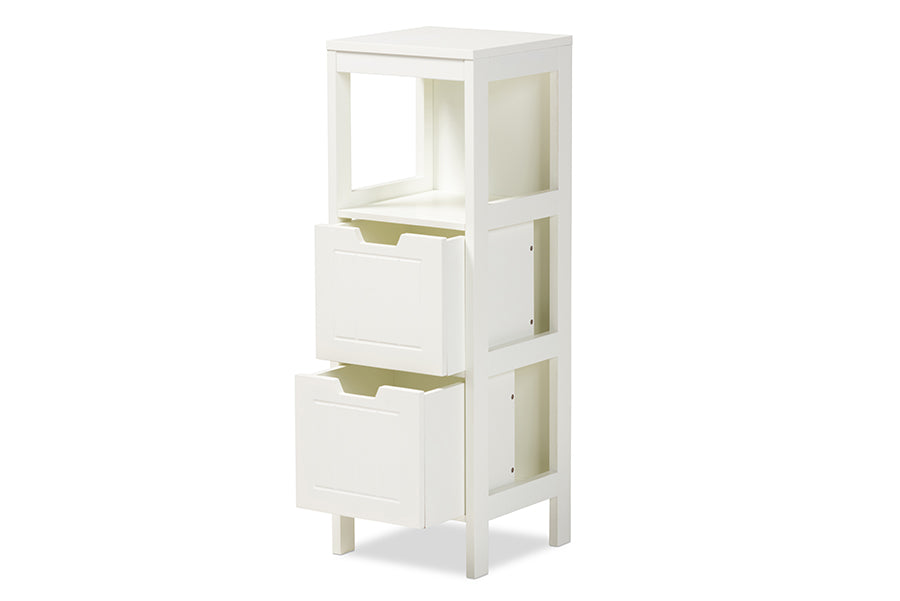 Baxton Studio Reuben Cottage and Farmhouse White Finished 2-Drawer Wood Storage Cabinet