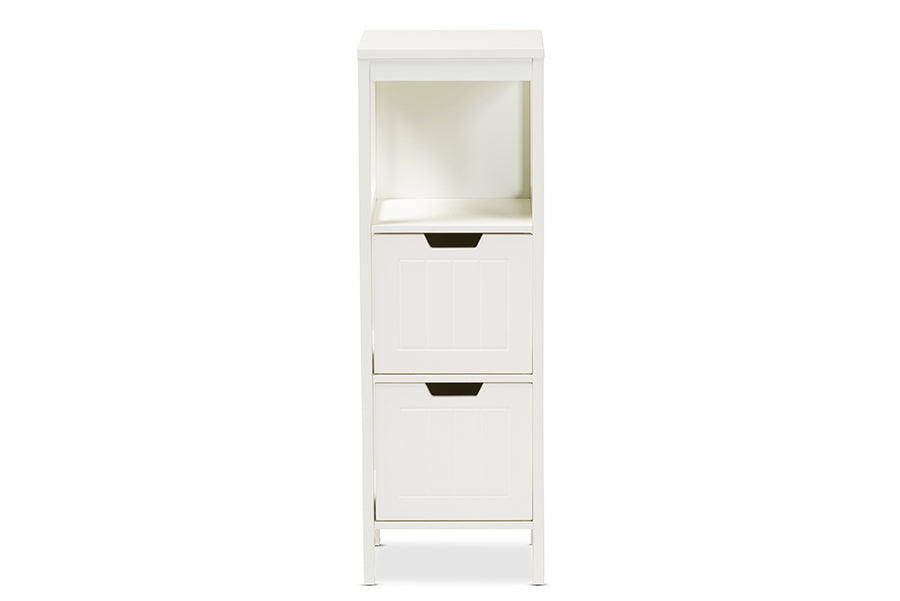 Baxton Studio Reuben Cottage and Farmhouse White Finished 2-Drawer Wood Storage Cabinet