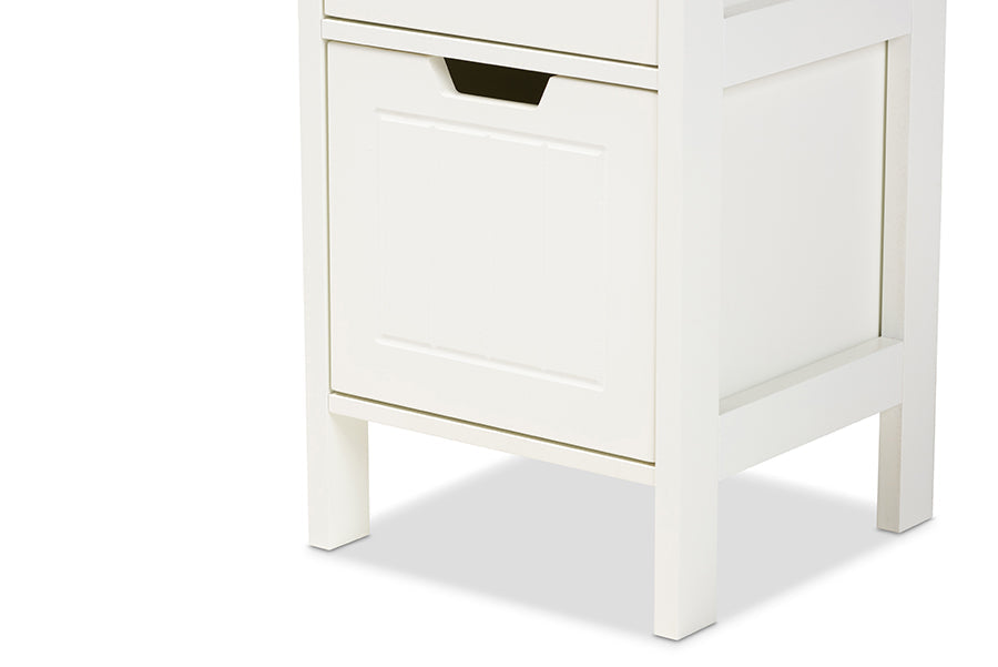 Baxton Studio Reuben Cottage and Farmhouse White Finished 2-Drawer Wood Storage Cabinet