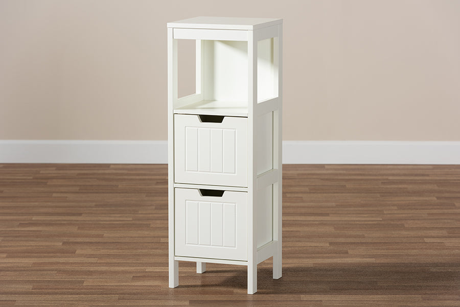 Baxton Studio Reuben Cottage and Farmhouse White Finished 2-Drawer Wood Storage Cabinet