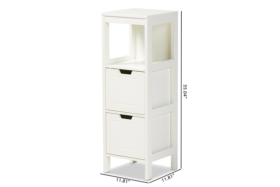 Baxton Studio Reuben Cottage and Farmhouse White Finished 2-Drawer Wood Storage Cabinet