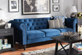 Baxton Studio Emma Traditional and Transitional Navy Blue Velvet Fabric Upholstered and Button Tufted Chesterfield Sofa