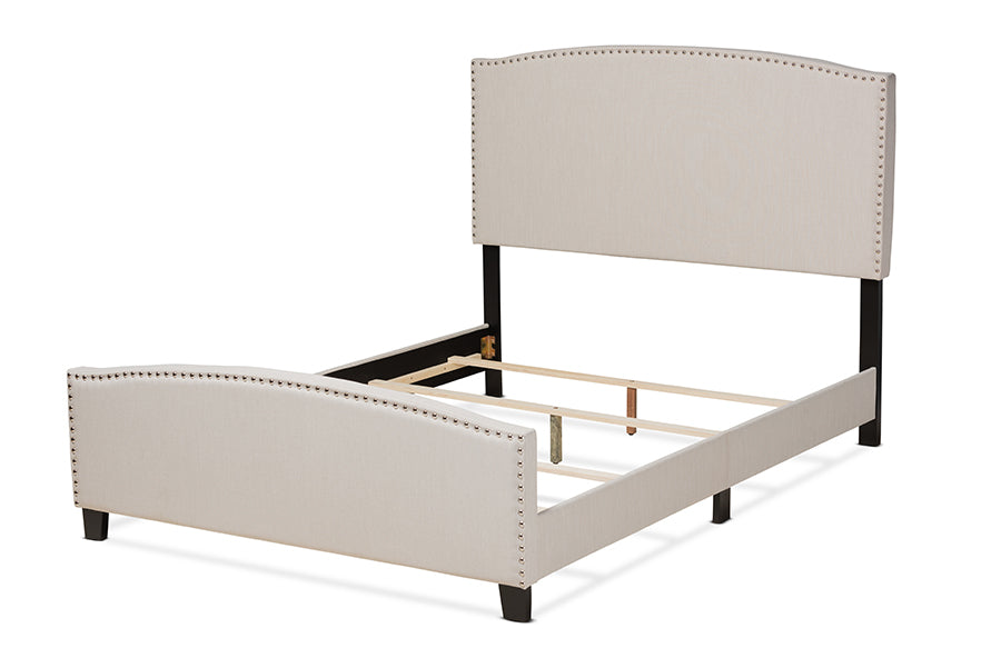 Baxton Studio Morgan Modern Transitional Beige Fabric Upholstered Queen Size Panel Bed