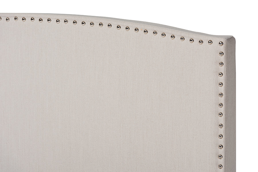 Baxton Studio Morgan Modern Transitional Beige Fabric Upholstered Queen Size Panel Bed