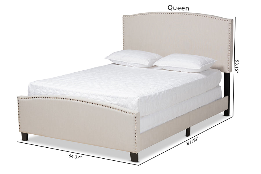 Baxton Studio Morgan Modern Transitional Beige Fabric Upholstered Queen Size Panel Bed