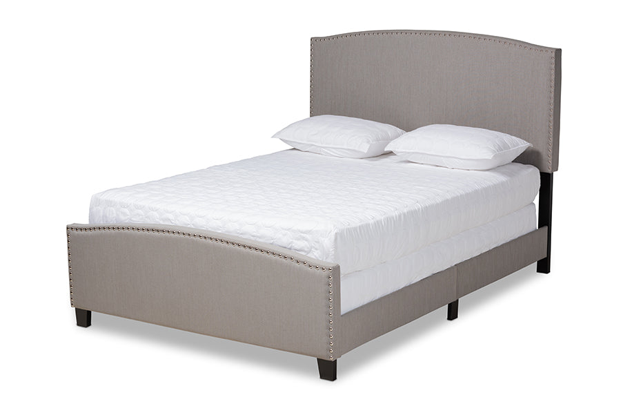 Baxton Studio Morgan Modern Transitional Grey Fabric Upholstered Queen Size Panel Bed
