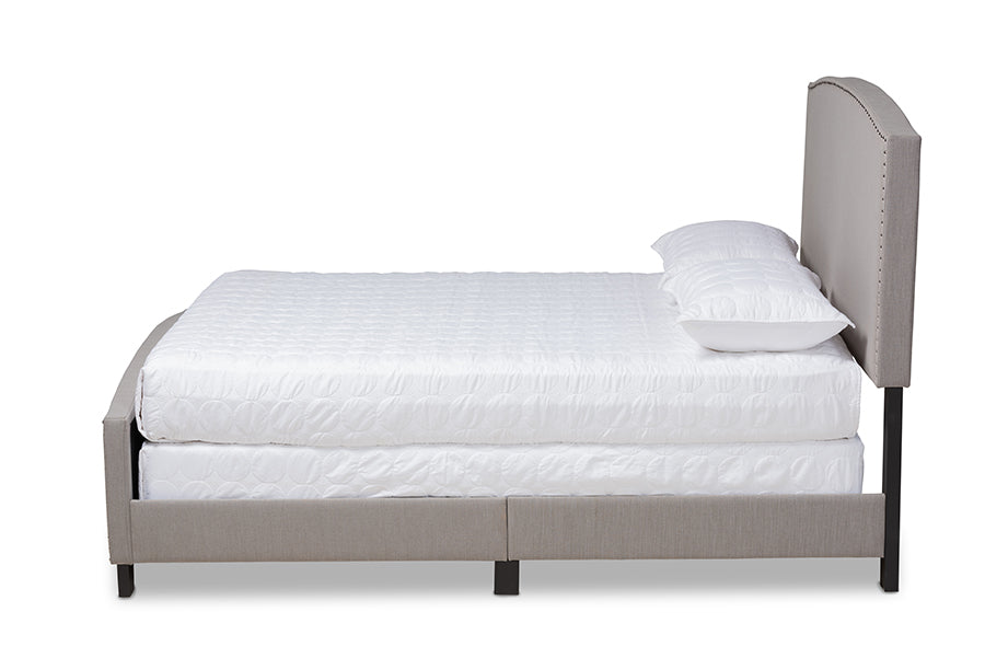 Baxton Studio Morgan Modern Transitional Grey Fabric Upholstered Queen Size Panel Bed