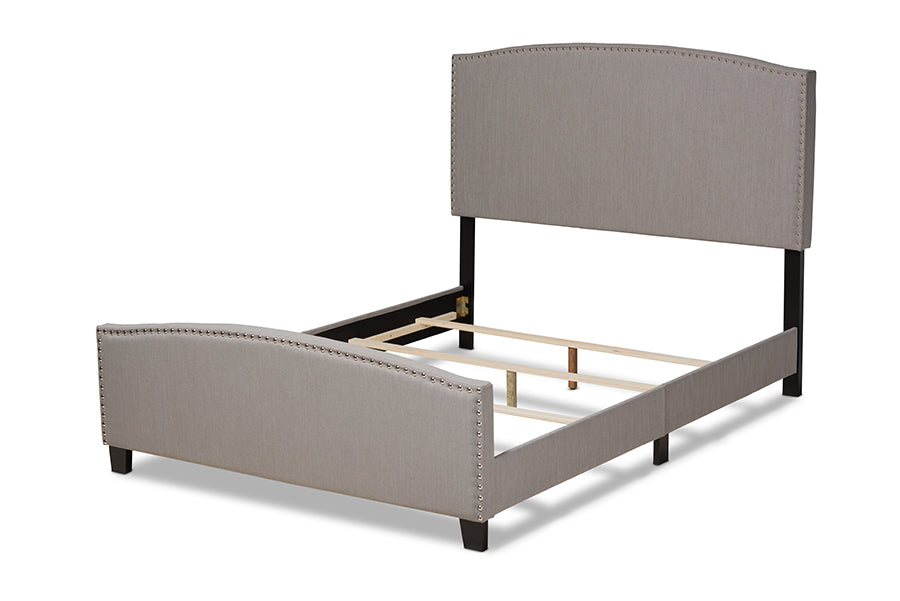 Baxton Studio Morgan Modern Transitional Grey Fabric Upholstered Queen Size Panel Bed