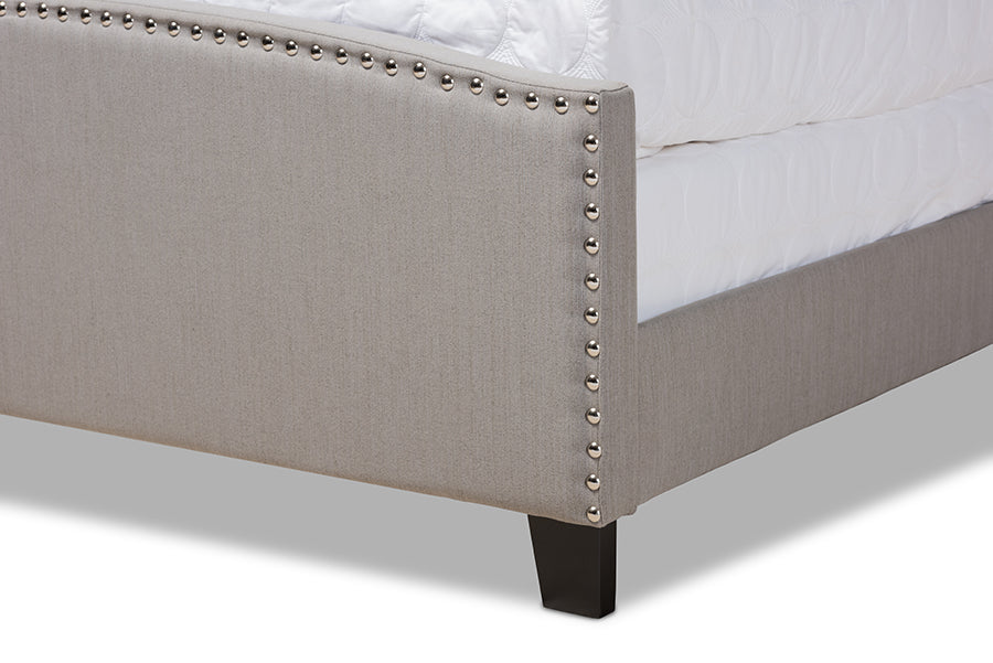 Baxton Studio Morgan Modern Transitional Grey Fabric Upholstered Queen Size Panel Bed