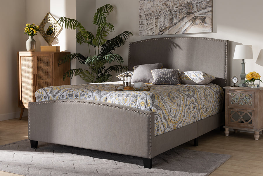 Baxton Studio Morgan Modern Transitional Grey Fabric Upholstered Queen Size Panel Bed