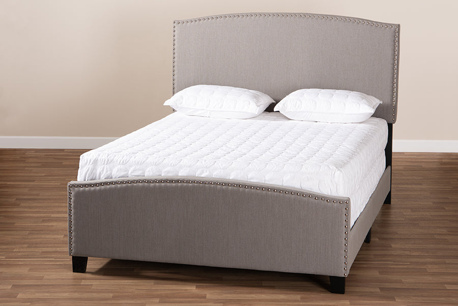 Baxton Studio Morgan Modern Transitional Grey Fabric Upholstered Queen Size Panel Bed